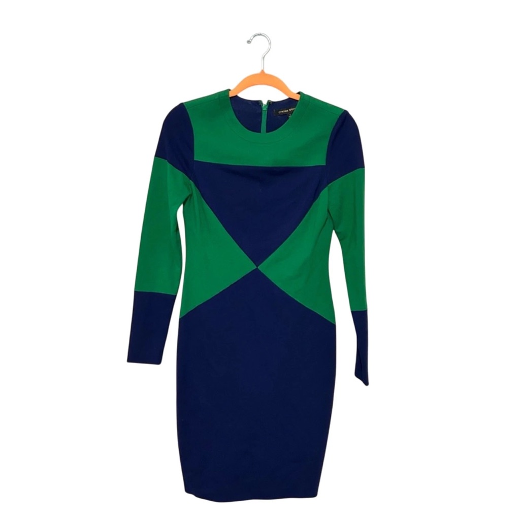 Cynthia Steffe Green Blue Colorblock Shift Dress Size 6